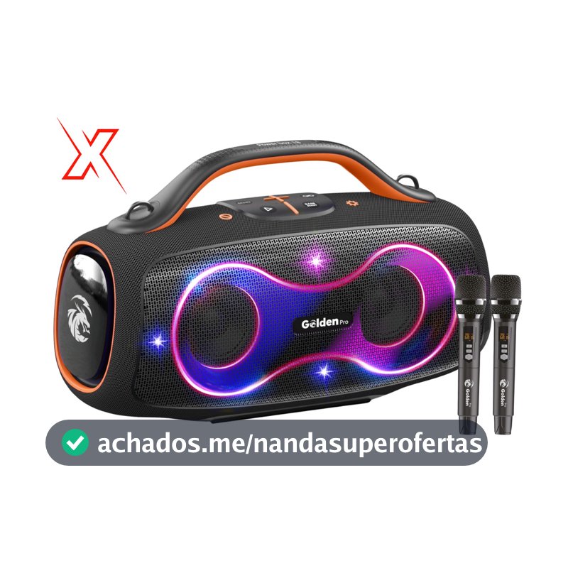 Caixa de Som Golden Pro ( POWER BOX 19 -18 ) GP-13000 300W RGB TWS 2 / microfone