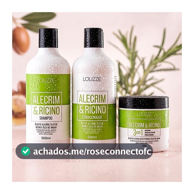 Kit Alecrim Antiqueda Shampoo, Condicionador e Máscara 500ml/Crescimento Capilar
