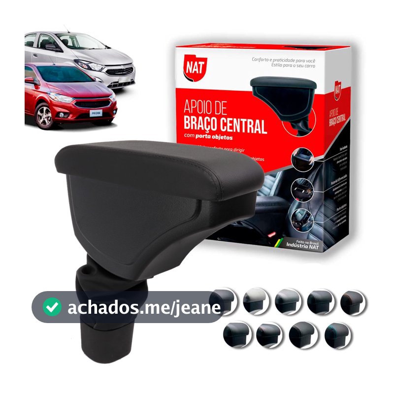 Apoio de Braço Encosto Para Carro Onix E Prisma Ano 2012 Até 2019 Couro