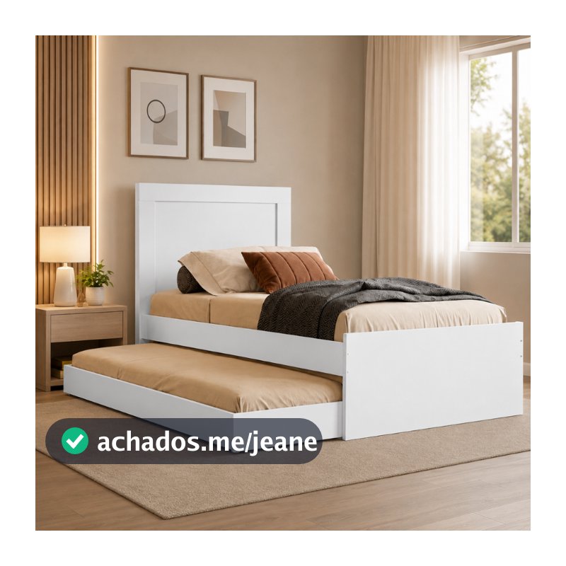 Bicama Solteiro em MDF Luara 2 Camas em 1 com Auxiliar para Colchão 88x188 cm