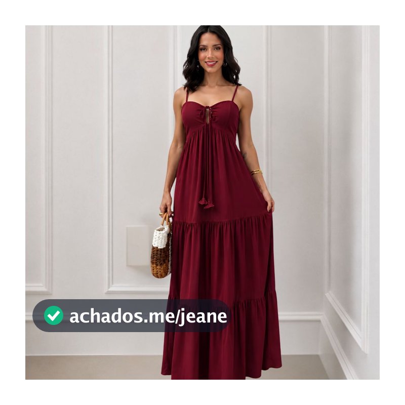 Vestido Longo Feminino 3 Marias Rodado com Amarração no Busto Elegante, Leve e Confortável