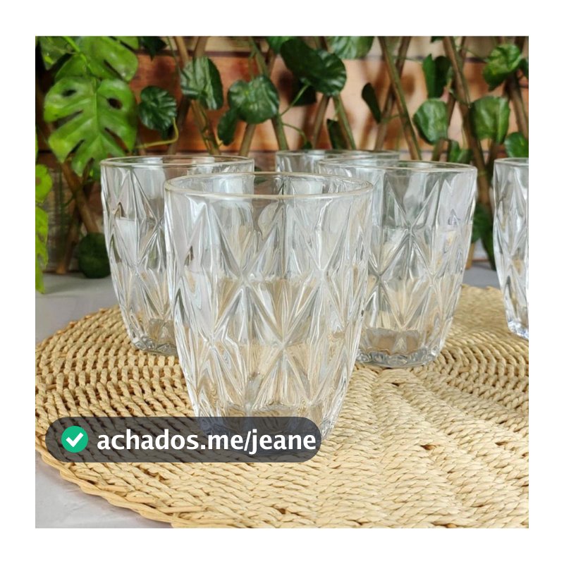 Jogo 6 Copos de Vidro Cristal Diamond