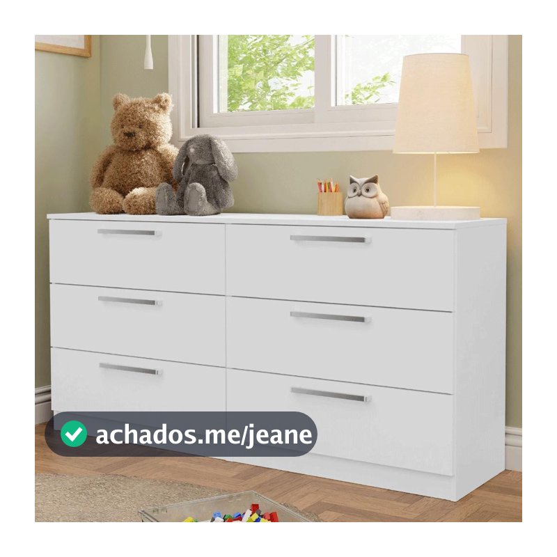 Cômoda Infantil 6 Gavetas Branco 3435 Madesa