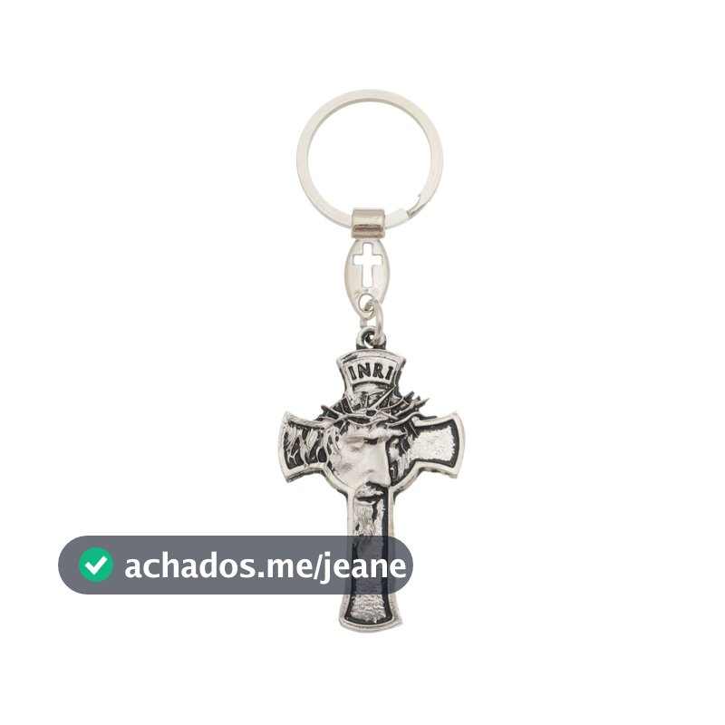 Chaveiro Crucifixo Face de Cristo Níquel pintado