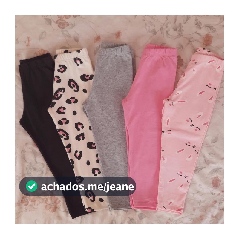 Kit 5 ou 3 calças Legging Infantil Cotton Algodão Menina Atacado Escolar Confortável e Flexível Lisas Estampadas