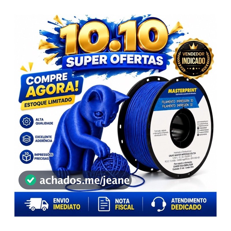 Filamento PLA Silk Azul MasterPrint 1kg 1,75mm para Impressora 3D Bambu Lab e Outras