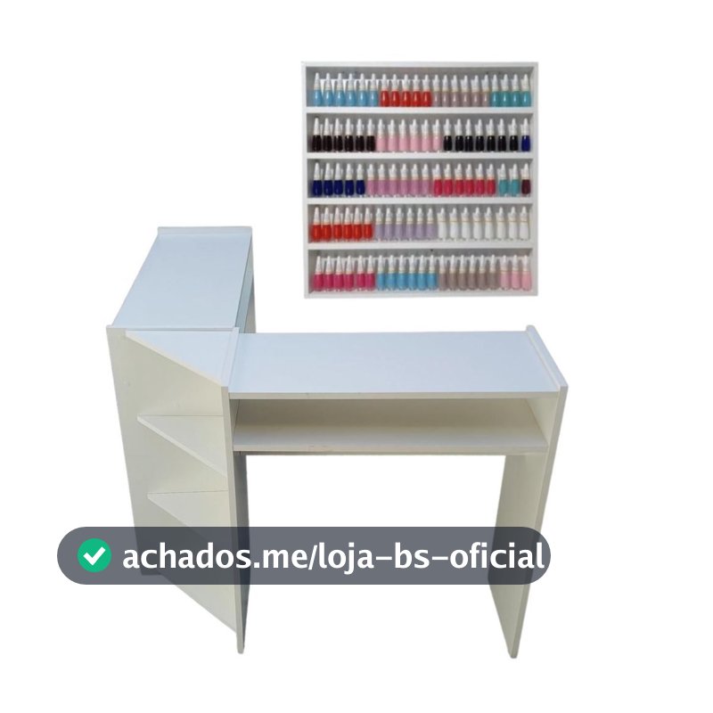 Mesa L Manicure MDF + Expositor Para 200 Esmaltes Oferta