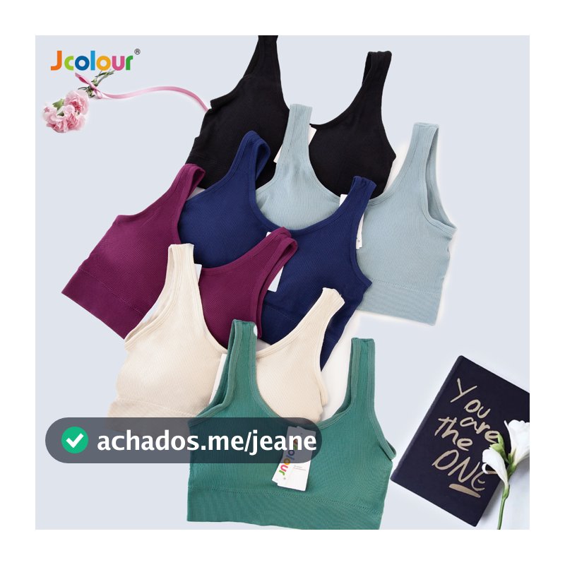 Jcolour Kit 2 Sutiã sem pescoço feminino decotado sutiã esportes para fitness ioga corrida P M G GG