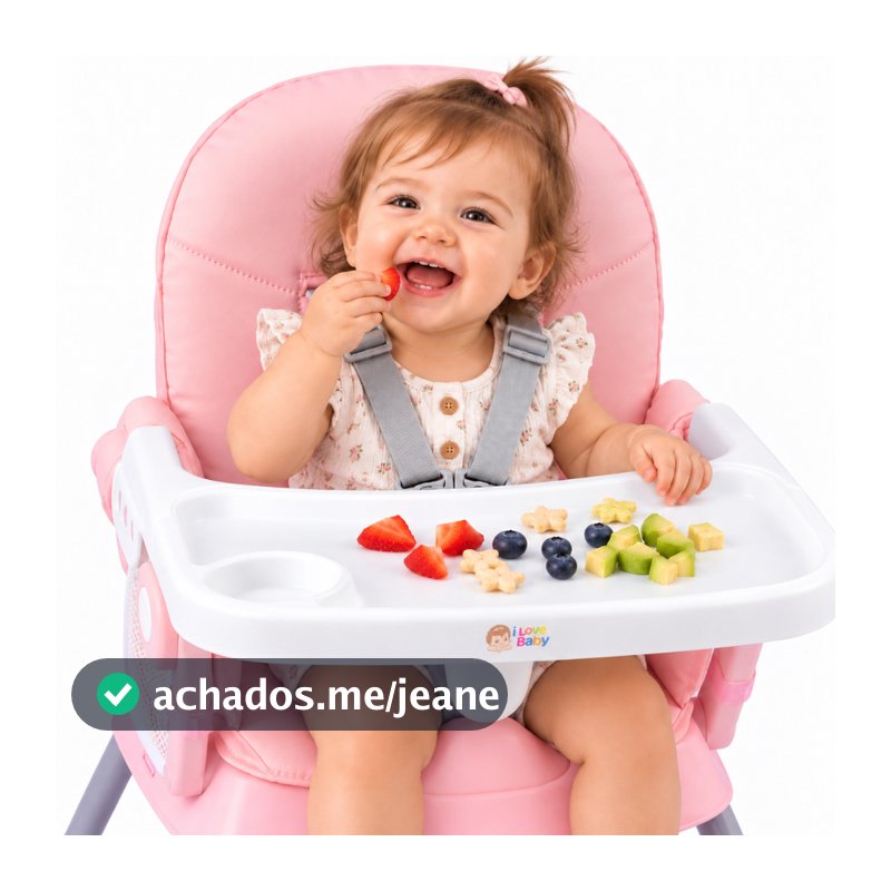 Cadeira De Alimentação Bebê Portátil Rosa - Cadeirão - I Love Baby