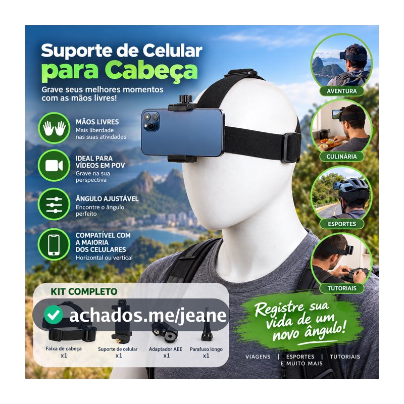 Suporte Para Smartphone Montado Na Cabeça TR , Operação Mãos-Livres , Visão Primeira Pessoa , Braet Skate , Ciclismo , T
