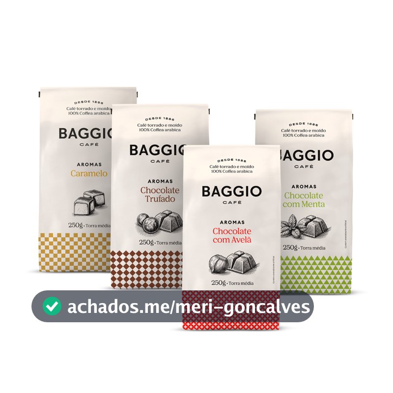 Kit Café Moído Baggio Aromas 1kg (4x250g) - Caramelo, Chocolate Trufado, Chocolate com Avelã e Menta