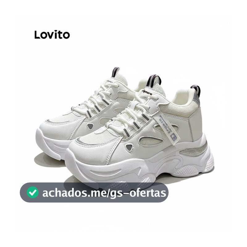 Lovito Tênis Esportivo Casual Para Uso Diário Ao Ar Livre Estilo Coreano Liso Respirável Com Interior Em Mesh Solado Grosso Antiderrapante Cano Alto Para Pickleball Para Mulheres LFA57278