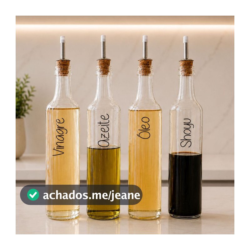 Galheteiros de Vidro 500ml | Bico Dosador Cortiça |  Vinagre | Azeite | Shoyo | Óleo