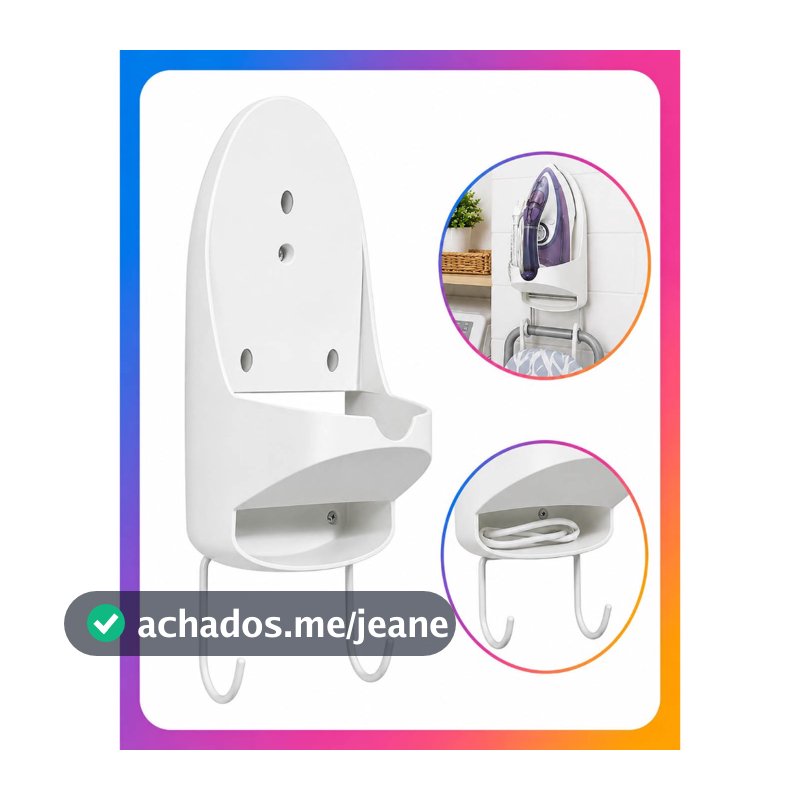 Suporte para Ferro e de Tábua De Passar Roupas de Parede Branco Secalux