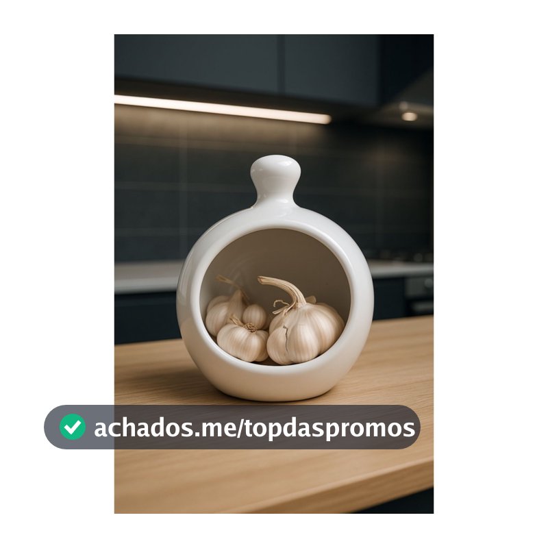 Porta Alho Ceramica Branca Solução Prática Cozinha Praticidade Liso Guarda Alho Organização