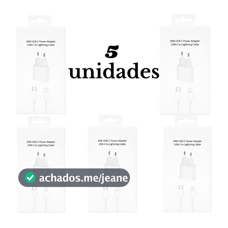 Kit 5 10 e 15 pcs Carregador iPhone Turbo 20W Fonte + Cabo USB-C Lightning Rápido