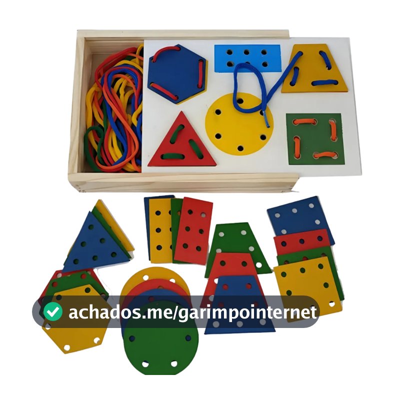 Alinhavos Formas Geométricas 24 Peças Em Madeira Educativos Brinquedo Coordenação Motora Criança