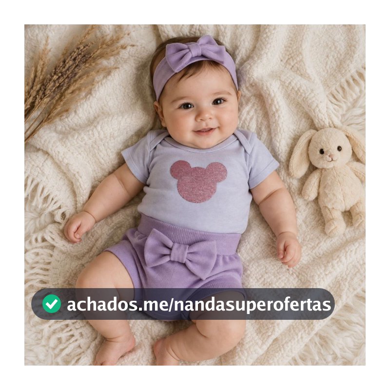 Conjunto Bebê Menina Body Curto + Shorts laço - Roupa infantil feminina Oferta de Hoje