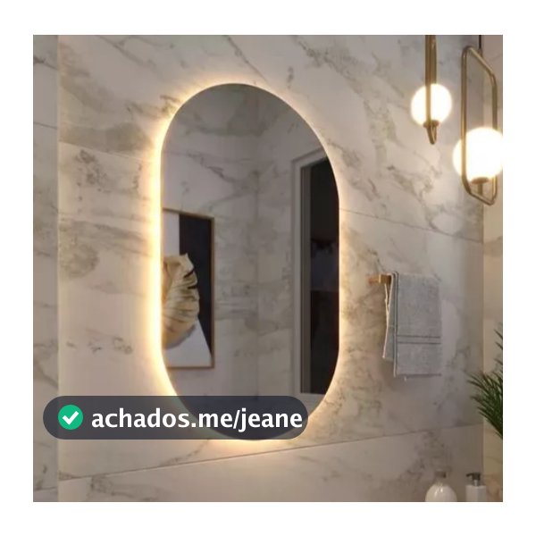 Espelho Oval Grande de Parede com LED Sem Fio Luz Quente e Fria para Banheiro Quarto e Sala