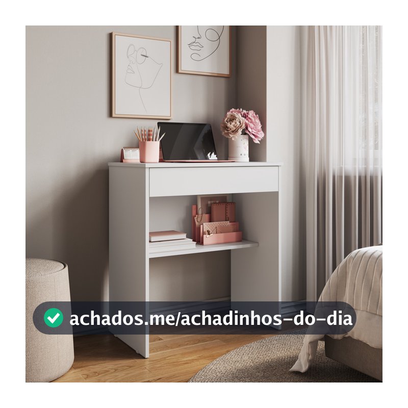 Escrivaninha Compacta E Charmosa Com Gaveta Ideal Para Home Office E Estudos