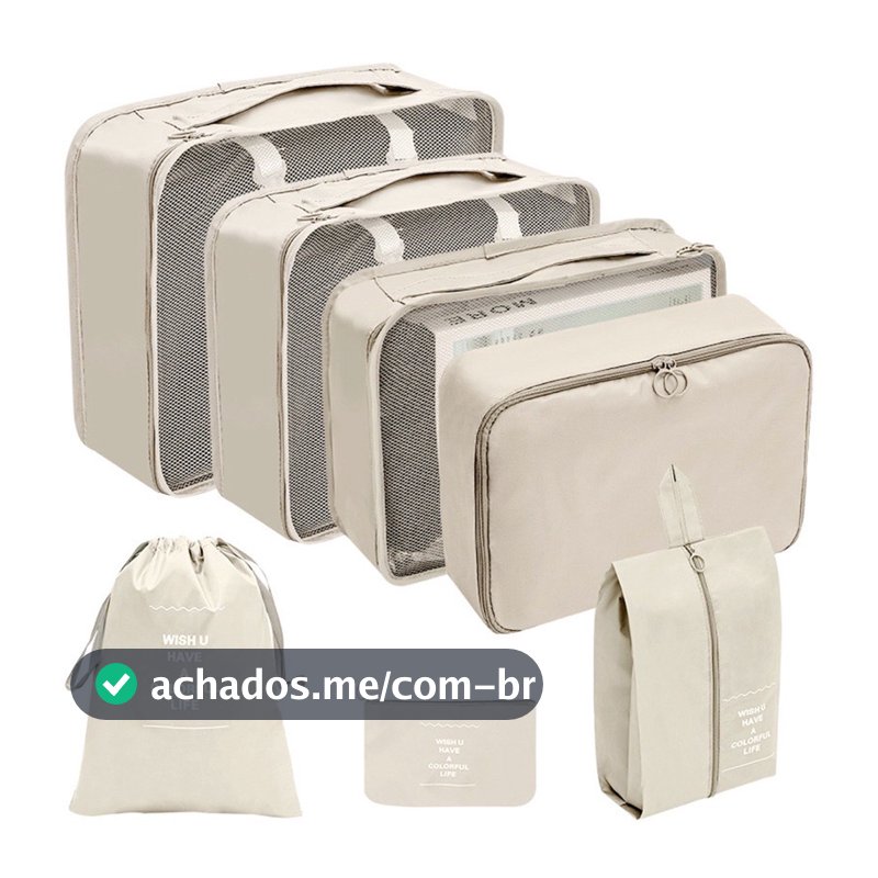 Kit 7 Pecas Bolsa Organizadoras Para Mala Roupas Bagagem Viagem