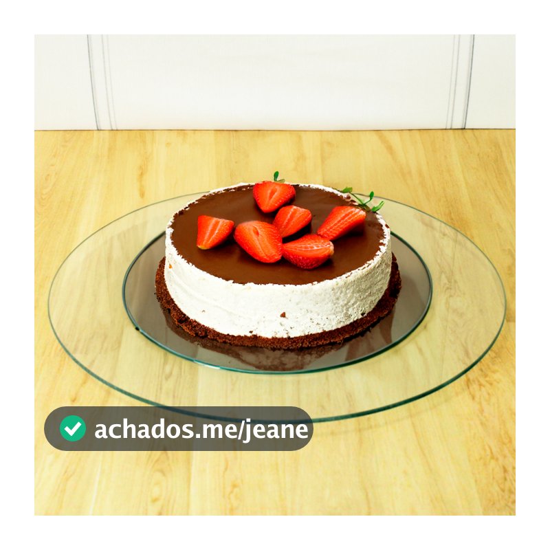 Prato Suporte Petisqueira Giratório em Vidro ou MDF para Bolo, Doces e Petiscos 30cm
