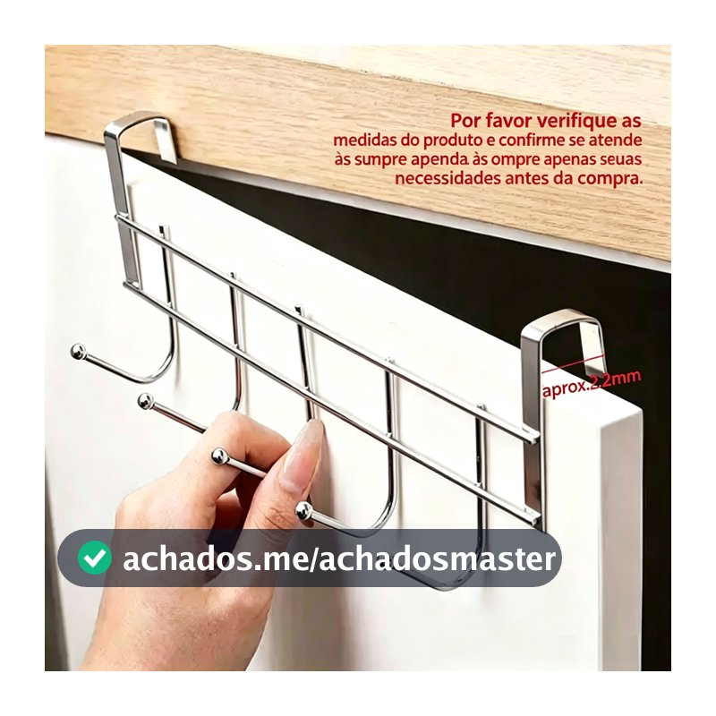 Suporte Cabide com Ganchos Encaixe Porta Pendura Roupas