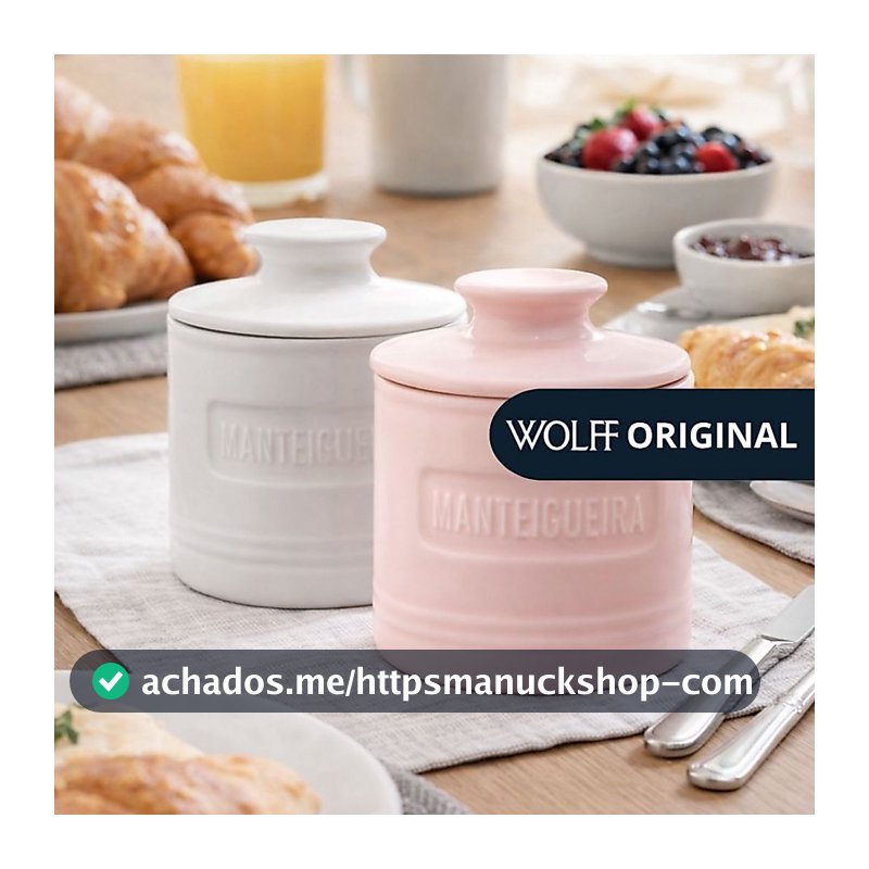 Manteigueira Francesa Matte Rosa Branca em Cerâmica - Wolff