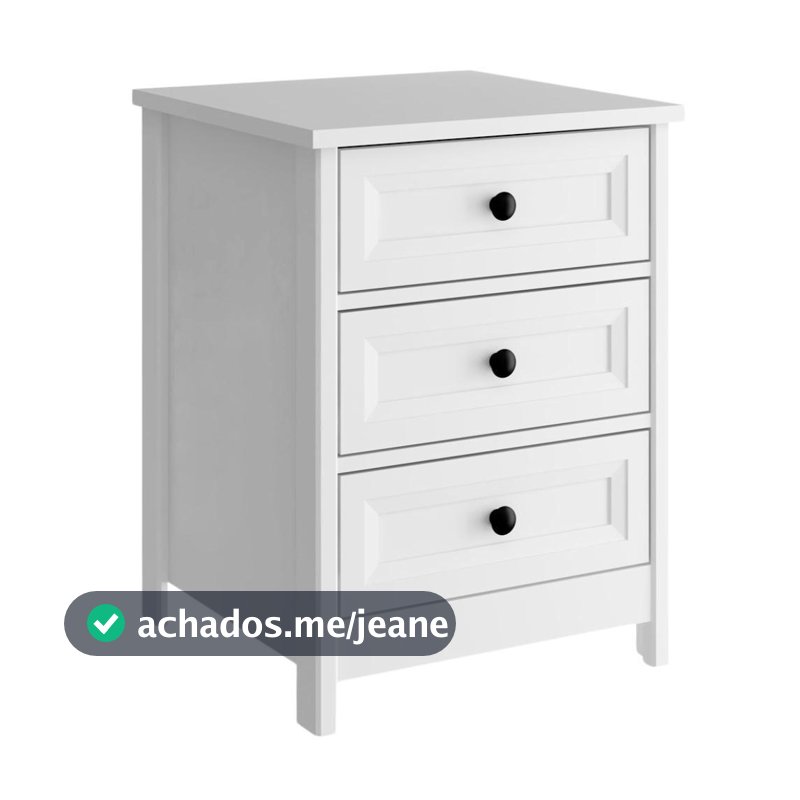Mesa De Cabeceira 3 Gavetas 45 Cm Dm111 Branco Dtall Branco