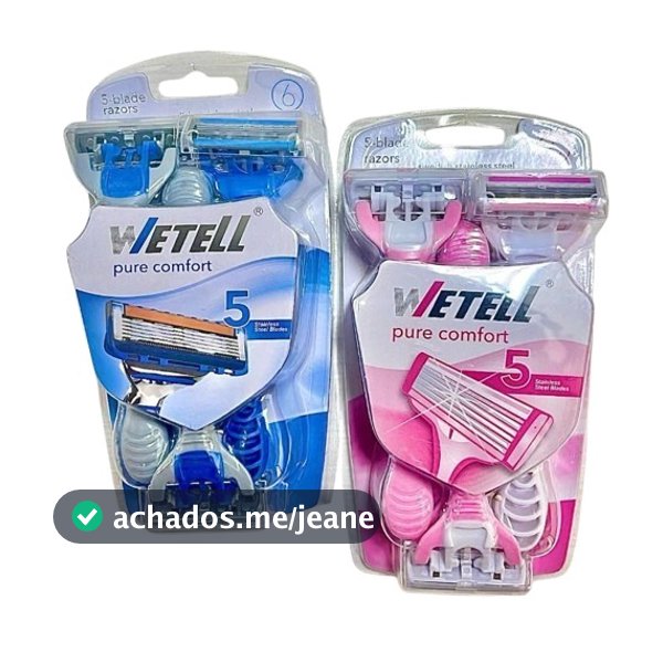 Kit 6 Aparelho de Barbear Wetell Comfort 5 Lâminas Cabo Ergonômico - Envio 24hrs!
