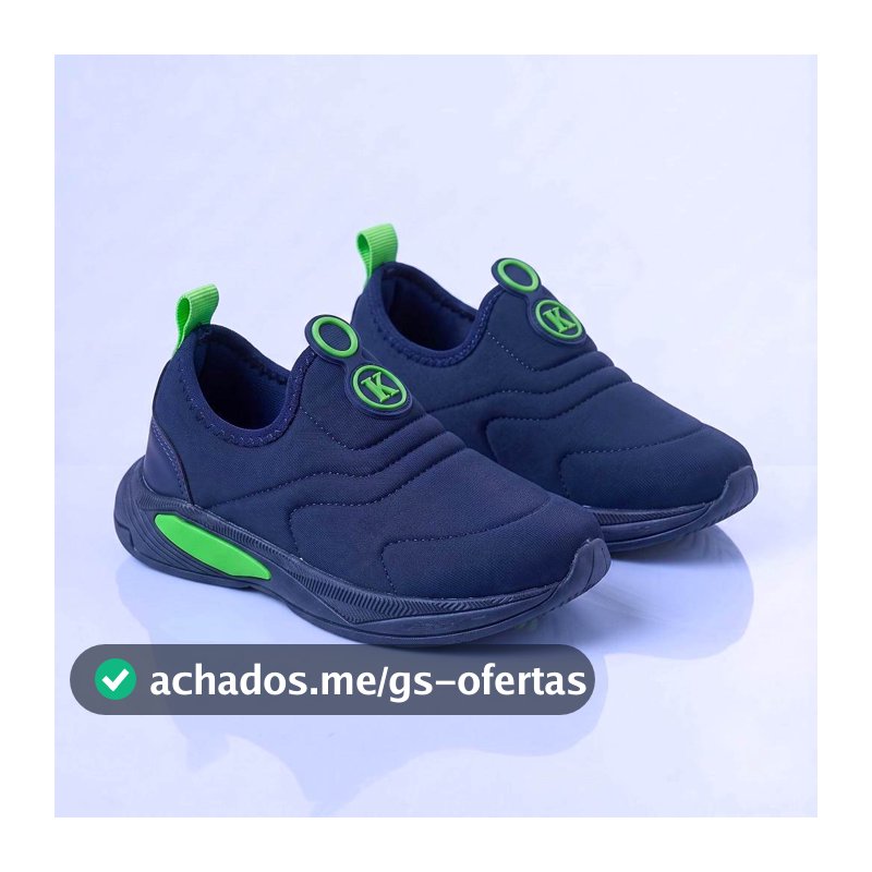 Kidstep Tenis Escolar Infantil Calce Fácil K Masculino Bordado Marinho com Verde