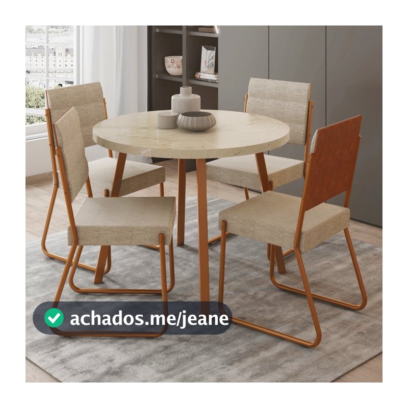 Conjunto Sala de Jantar 4 Cadeiras Dália Carraro Petra Rose