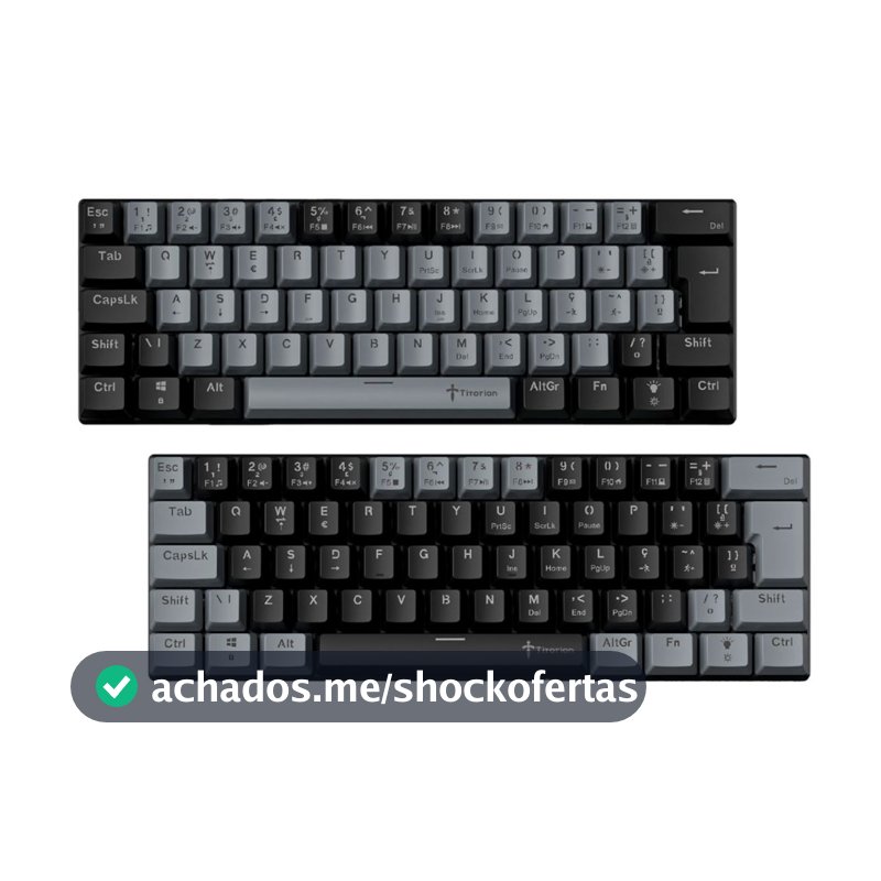 Teclado Mecânico Gamer Titorion 60% Teclado Preto Computador ABNT2 Hot Swap RGB Switch Red Brown USB LED Titorion