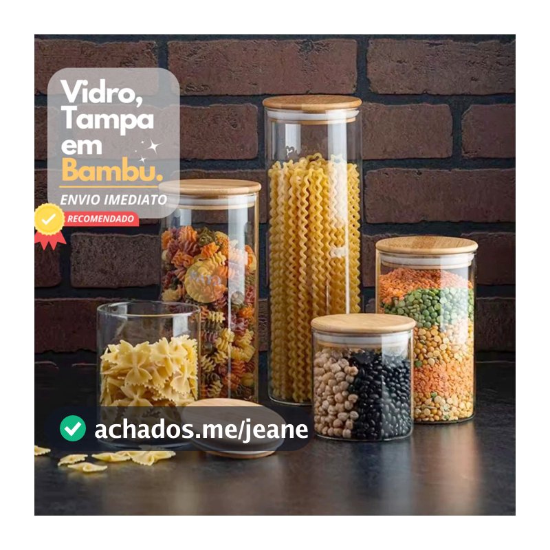 Kit Com 5 Potes Vidro Com Tampa Bambu Super Vedação hermético Conjunto porta mantimento