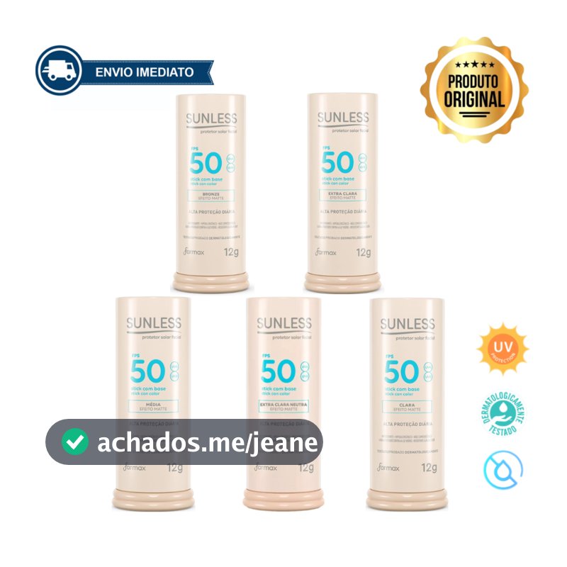 Protetor Solar Facial com Base em Bastão FPS 50 Efeito Matte Sunless Stick Envio Imediato