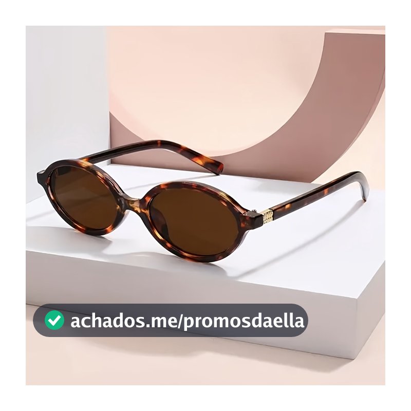 Óculos de sol feminino oval retrô, padrão tartaruga, estilo moderno