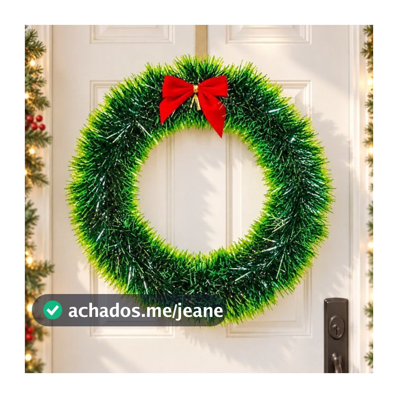 Guirlanda Natalina Decorada Luxo 33cm 40cm Enfeite Porta Casa Festa de Natal