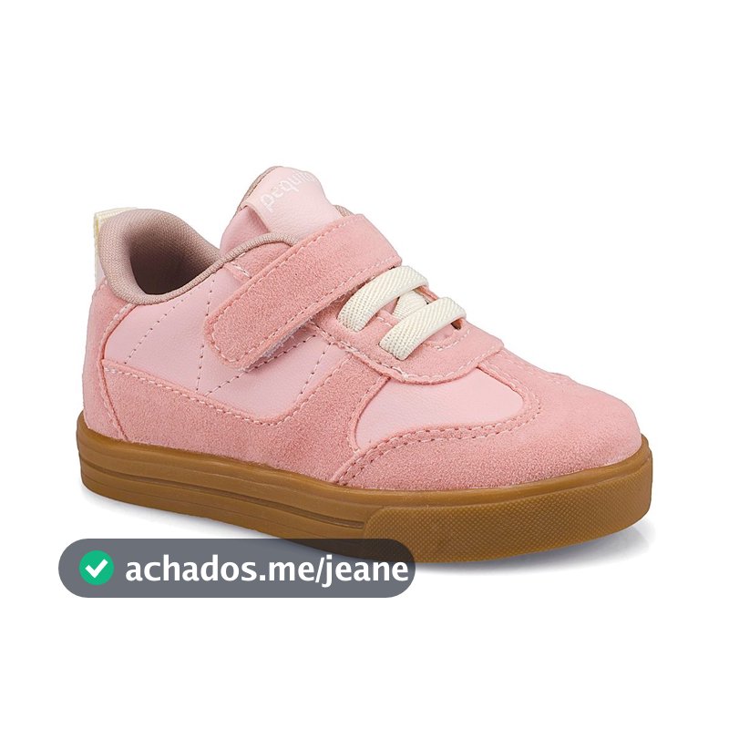 Tênis Infantil Feminino Estilo Samba Casual Camurça Confortável Rosa 20501 Pequito