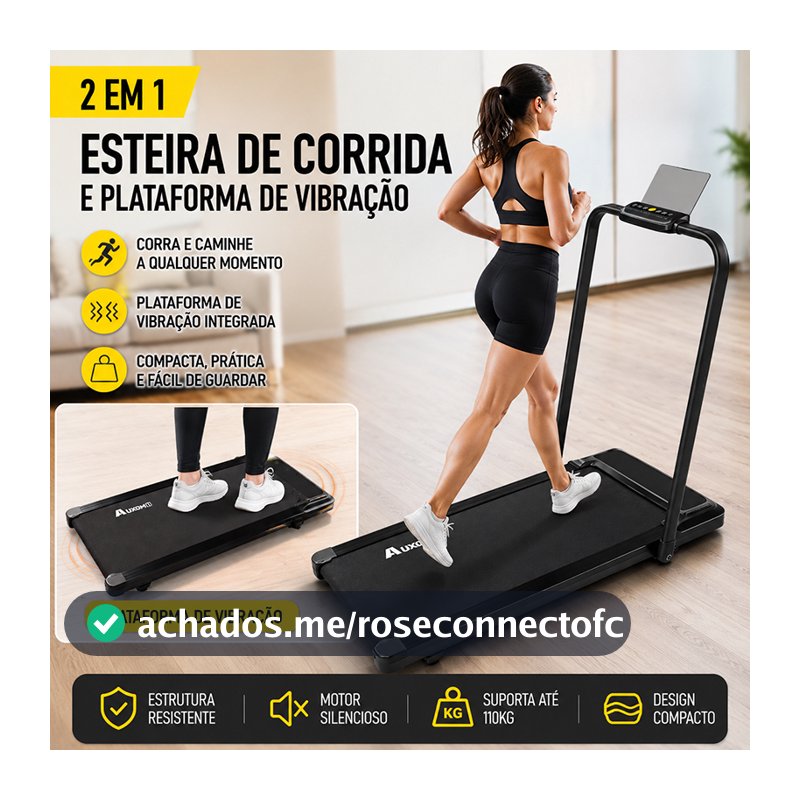 Esteira Elétrica Dobrável Residencial 4.0HP Silenciosa 150kg Bluetooth 6km/h Controle Remoto