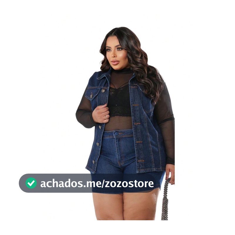 Colete Jeans Longo Feminino Plus Size Max Colete Com Fechamento Frontal