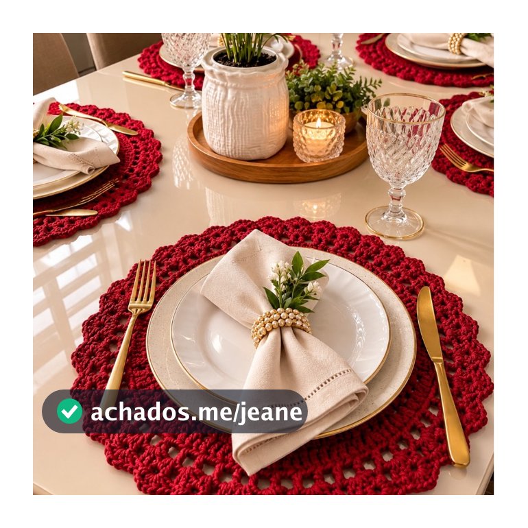Sousplat De Crochê Kit 4pçs - 6pçs - 8pçs - 10pçs Colorido - Mesa posta - Natal