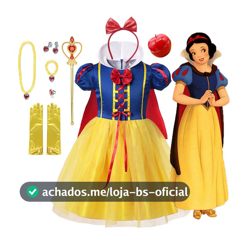 Vestido Clássico De Princesa De Conto De Fadas Para Meninas , De Tule Azul-Amarelo Com Conjunto Completo De Acessórios ,