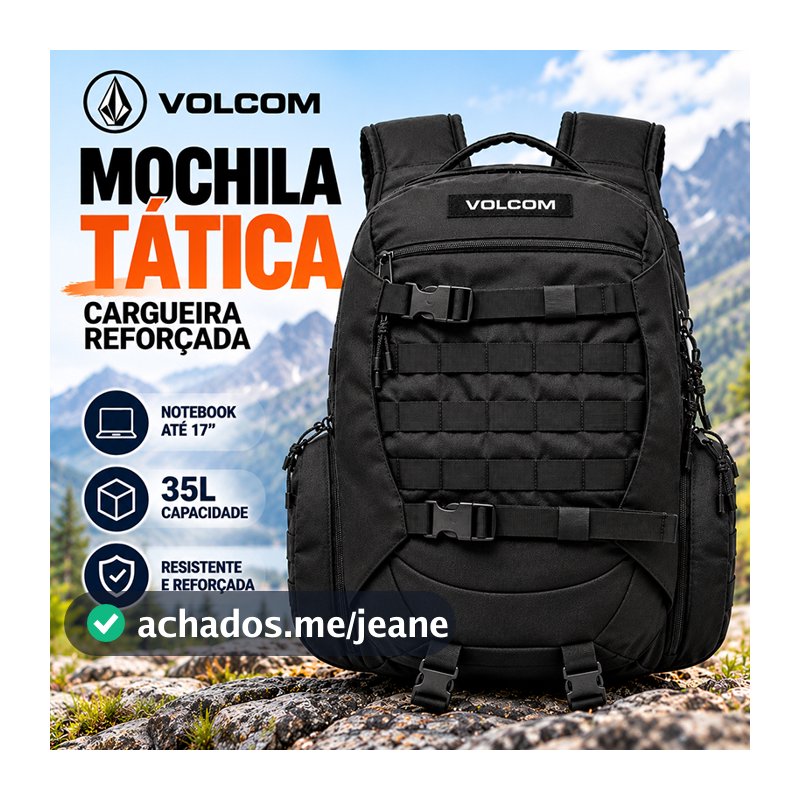 Mochila tática Cargueira Camping Reforçada Notebook Volcom