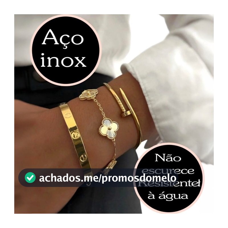 Conjunto de Pulseiras Prata E Dourado Aço Inoxidável Blogueira Tendência Conforto Charme Elegância Moda