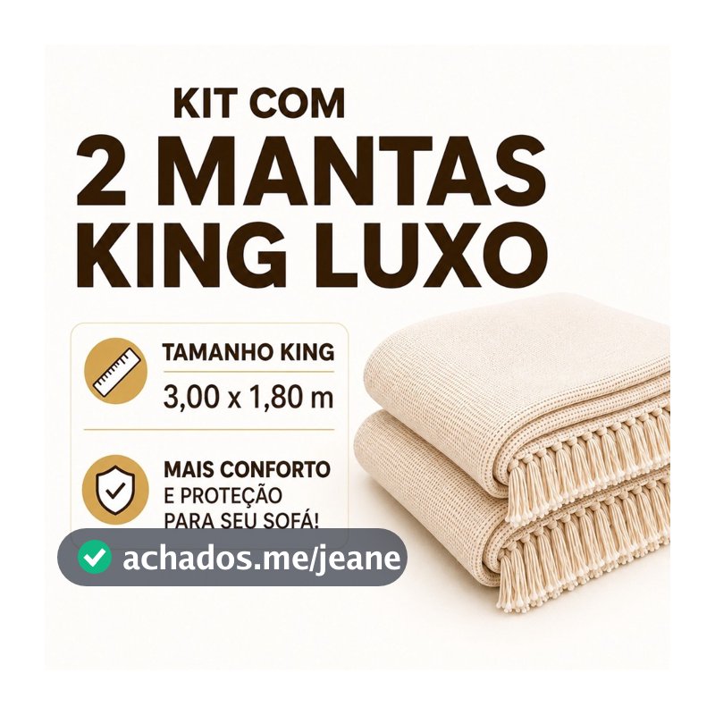 Manta Para Sofá Kit 2 Mantas Gigante Premium 3,00 x 1,80 M Protetora Decorativa De Luxo Envio Imediato