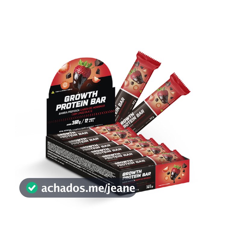 Barra De Proteína (cx. 12 Unid.) Growth Supplements - Morango com Chocolate