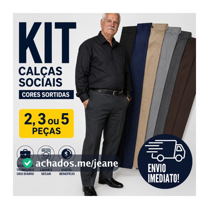 Kit Calça Social Masculina Reta Cores Sortidas Confortável Para Trabalho e Dia a Dia 36 ao 52