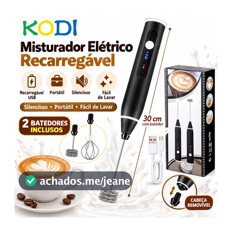 Batedor Misturador Mixer Elétrico para Bebidas Leite Café Clara de Ovo 2 em 1 -M2