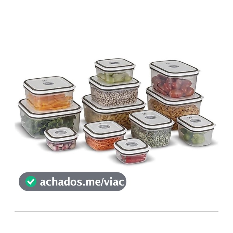Electrolux Kit 12 Potes Herméticos de Plástico Retangulares, Multiuso, Vedação Silicone, BPA Free, Porta Mantimentos
