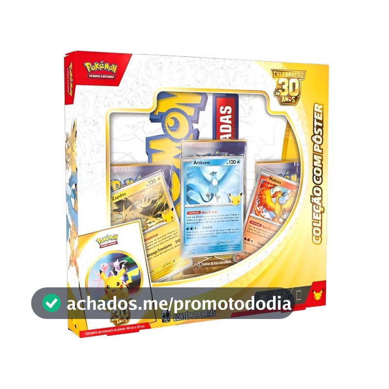 Box de Cartas Pokémon - Celebração de 30 anos - Coleção com Pôster - Copag